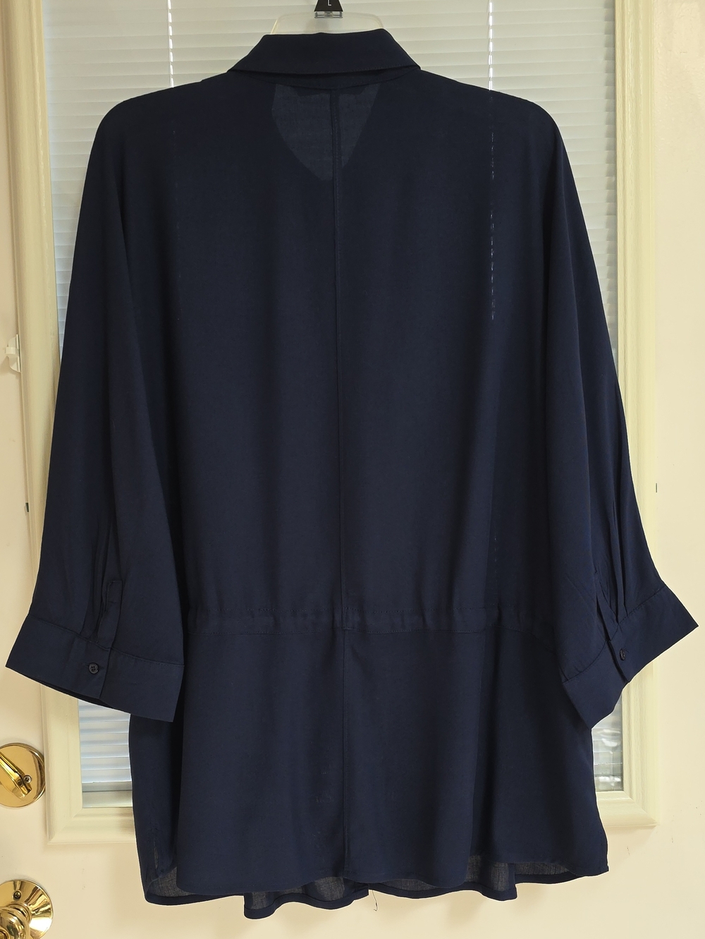 Zac & Rachel Navy Button-Front Drawstring Tunic - Picture 7 of 7